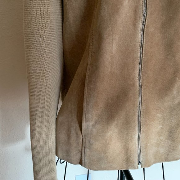 Sigrid Olsen Women's size Medium Tan Leather/ Silk Jacket - Picture 3 of 8